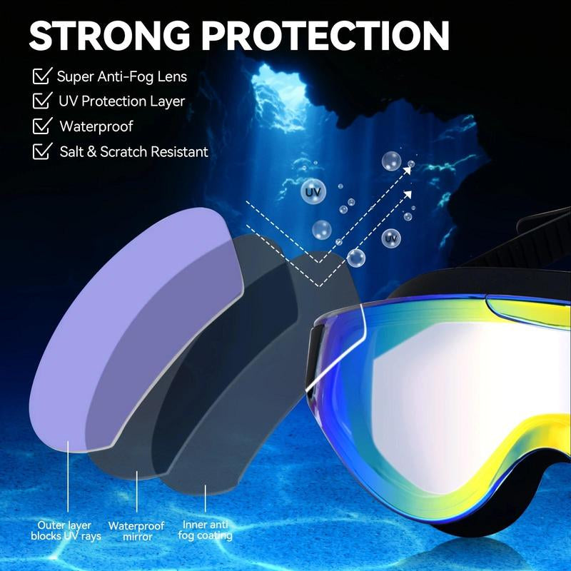 1 Packswim Goggles for Adult, No Leaking Anti-Fog UV Protection Swimming Goggles, 180° Wide View Clear Vision Pool Goggles Outdoorfun