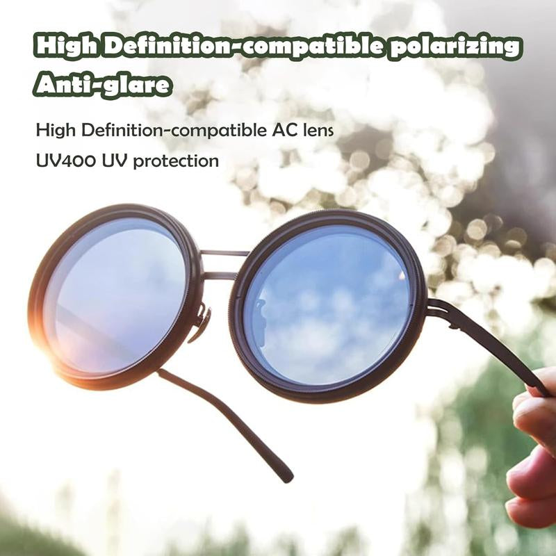 Adjustable Tint Polarized round Sunglasses – ND9 Stepless Dimming, 1-9 Gears, UV Protection Eyewear for Men