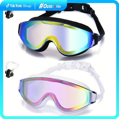 1 Packswim Goggles for Adult, No Leaking Anti-Fog UV Protection Swimming Goggles, 180° Wide View Clear Vision Pool Goggles Outdoorfun