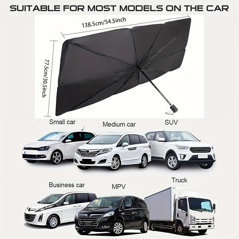 Portable Car Windshield Sunshade, Foldable Windshield Sun Umbrella, Car Exterior Accessories, Car Windshield Cooling Umbrella for Daily