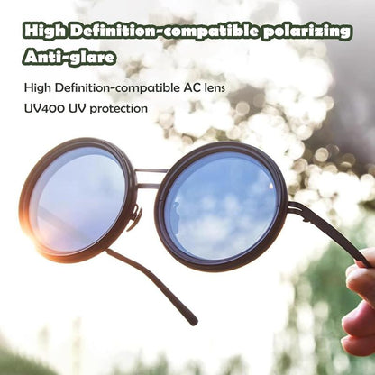Adjustable Tint Polarized round Sunglasses – ND9 Stepless Dimming, 1-9 Gears, UV Protection Eyewear for Men